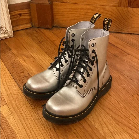 Dr. Martens Silver Women's Boots - Picture 2 of 8